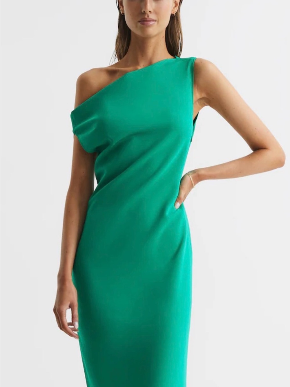 Reiss Emerald One-Shoulder Dress (Brand New)